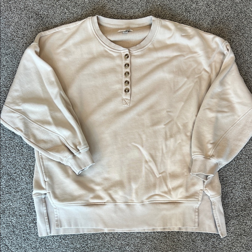 Amuse Society Cream Henley Sweatshirt